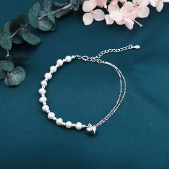Freshwater Pearl And Heart Charm Beaded Bracelet, 3 of 11