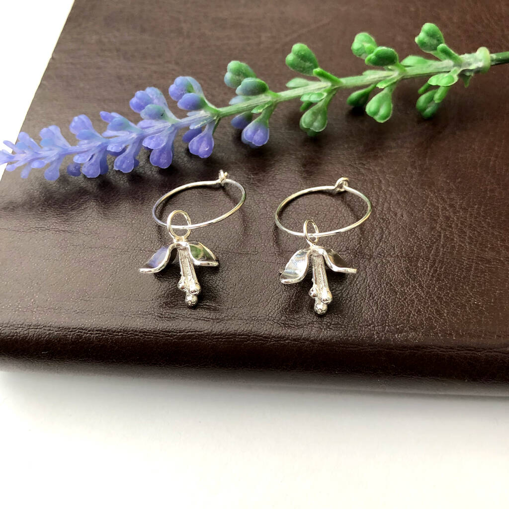 Sterling Silver Lily Flower Hoop Earrings By a ring a day