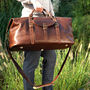 Genuine Leather Holdall With Front Pocket Detail, thumbnail 2 of 12