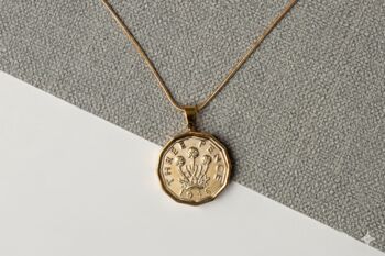 1946 80th Birthday Brass Threepence Coin Pendant, 2 of 3