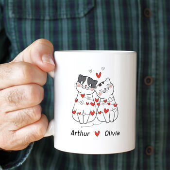 Personalised Cat Couple Mug Gift With Names, 7 of 8