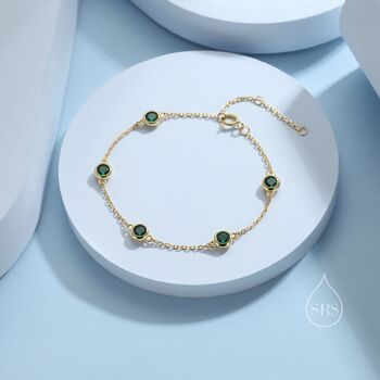 Emerald Green Cz Motif Bracelet, 5 of 11