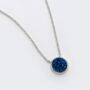 Round Blue Druzy Crystal 925 Sterling Silver Necklace, thumbnail 2 of 3