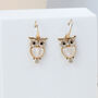Zircon Moonstone Owl Earrings Gold/Silver Plated, thumbnail 2 of 8