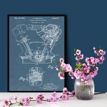 Anatomy Of A Motorbike And Engine Patent Print, 3 of 10