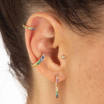 Rainbow Single Cartilage Hoop Earring, 7mm, 2 of 4
