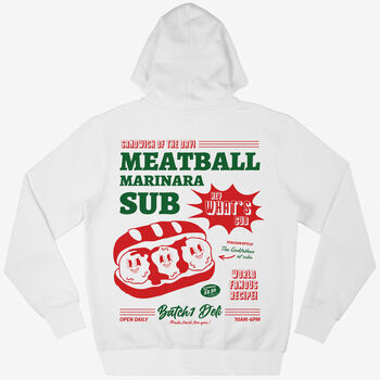 Meatball Marinara Sub Food Merch Hoodie In White, 2 of 2