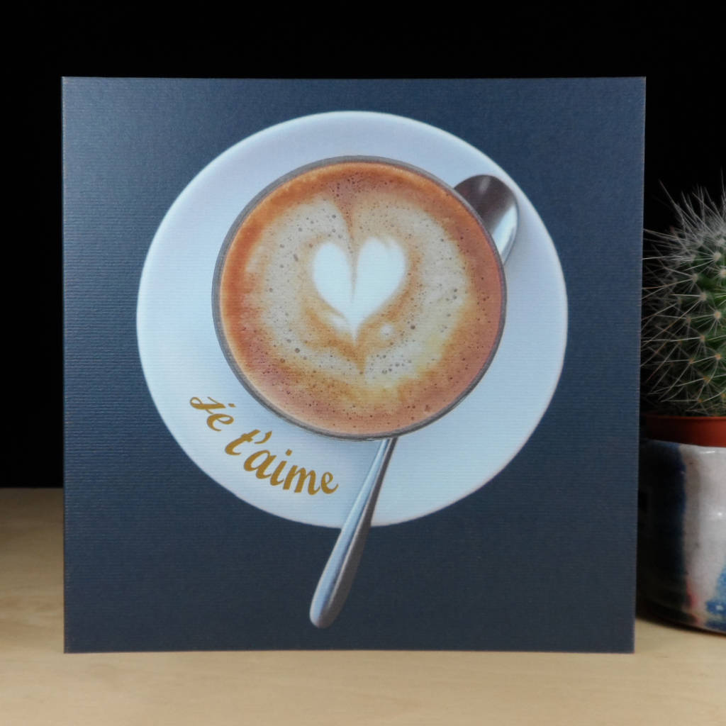 Frothy Love Je T'aime Frothy Heart Card, 1 of 2