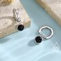 Sterling Silver Dangling Black Onyx Hoop Earrings, thumbnail 1 of 11