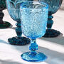 Sapphire Blue Footed Glass Wine Goblets, thumbnail 2 of 4