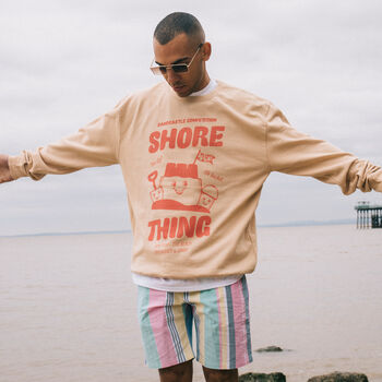 Shore Thing Mens Slogan Sweatshirt Sandcastle Graphic, 4 of 4