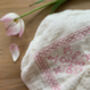 Organic Personalised Embroidered Muslin Swaddle Blossom, thumbnail 2 of 4