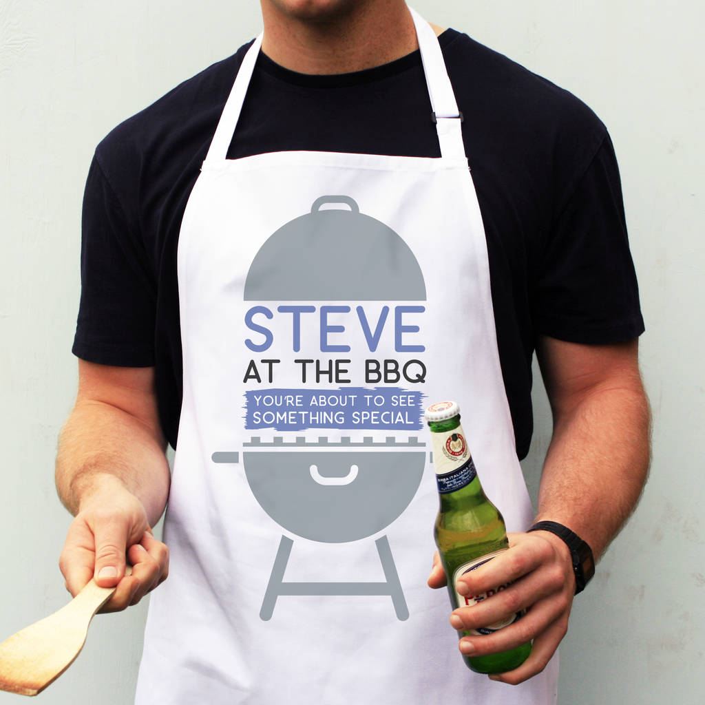 Personalised At The BBQ Apron Gift For Dad Kitchen By That's Nice That