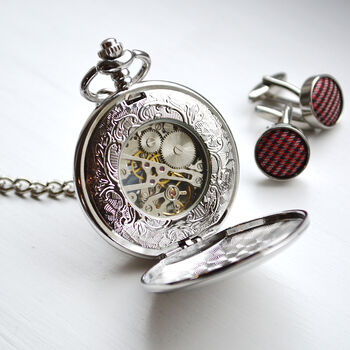 Engraved Twin Opening Pocket Watch Antique Swirl Design, 2 of 3