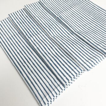 Blue Striped Hand Block Printed Napkin Set Of Four, 2 of 4