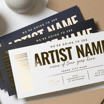 Personalised Gold Foil Concert Ticket Gift Voucher, 2 of 9
