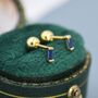 Sterling Silver Extra Tiny Sapphire Blue Baguette Cz Screw Back Earrings, thumbnail 3 of 12