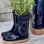 Set Of Two Personalised Blue Welly Planters, thumbnail 4 of 8