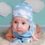 Blue Clouds Hat, Bib And Mittens Set, thumbnail 2 of 4