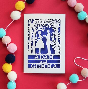 Personalised Papercut Couple Engagement Card, 4 of 12