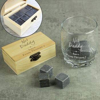 Personalised Number One Whisky Stones And Glass Set, 8 of 8