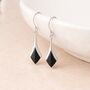 Sterling Silver Onyx Diamond Drop Earrings – 20mm X 9mm, thumbnail 1 of 5
