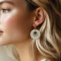 Green And Cream Stripey Circular Earrings, thumbnail 2 of 6