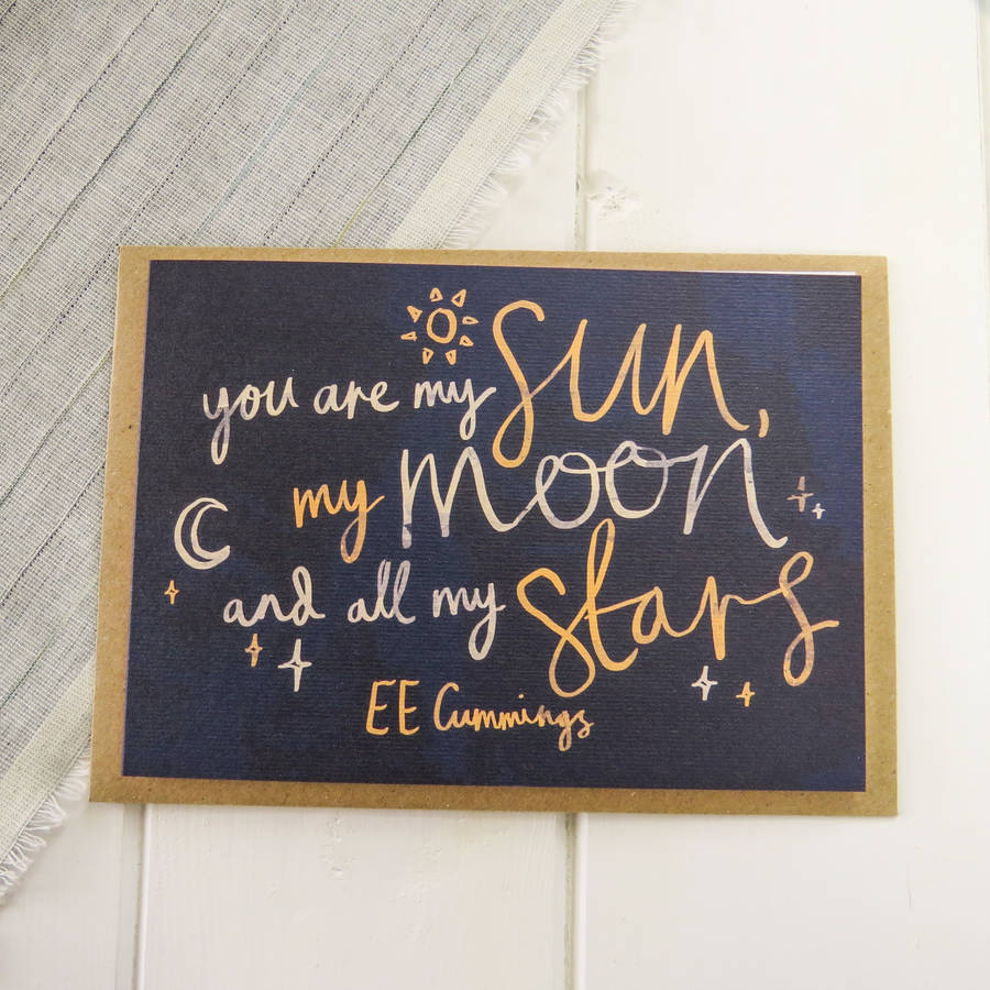 Sun, Moon And Stars Valentines Card By Literary Emporium ...