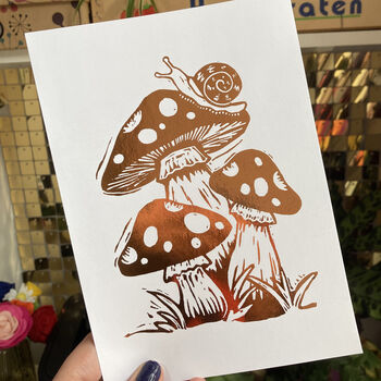 Foil Fairy Tale Toadstool Mushroom Foil Print A5, 4 of 6