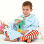Personalised Twins Soft Baby Dressing Gowns In Blue, thumbnail 4 of 8