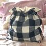 Linen Gingham Storage Bag Knitting Gift Crochet Bag, thumbnail 2 of 7
