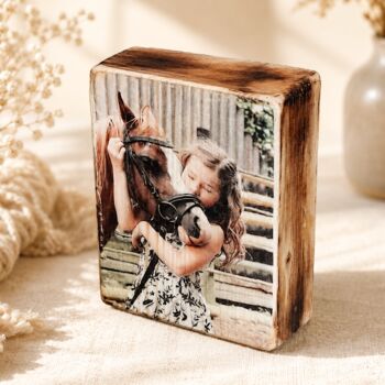 Personalised Wooden Block Photo Print With Burnt Edges, 2 of 8