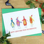 Personalised Rainbow Penguin Family Christmas Cards, thumbnail 1 of 3