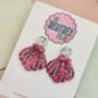 Statement Shell Glitter Resin Earrings / Mermaidcore Jewellery / Beach Holiday Statement / Summer Vacation Jewellery, thumbnail 9 of 12