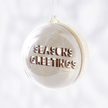 laser cut personalised message christmas bauble by sophia victoria laser cut personalised message christmas bauble