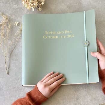 Personalised Recycled Leather Jumbo Wedding Photo Album, 8 of 8