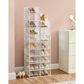 Set Of Clear Shoe Boxes Shoe Storage Organisers Rack, 5 of 12