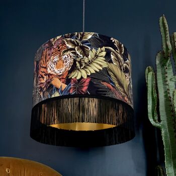 Big Cat Rust Lampshades With Gold Lining And Fringing, 2 of 8