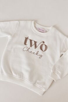 'Two Cheeky' Embroidered 2nd Birthday Sweatshirt, 4 of 7
