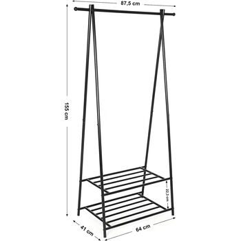 Coat Clothes Rack Coat Stand Two Tier Storage Shelf, 6 of 9