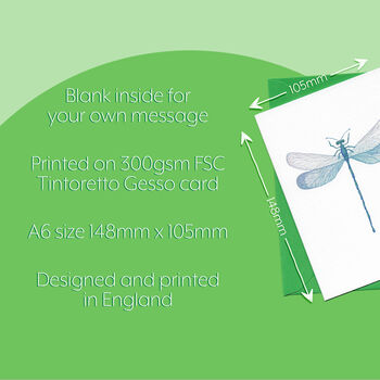 Hand Drawn Dragonfly Illustrated Blank Greeting Card, 7 of 10