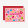 Pink Christmas Card, Merry And Bright, thumbnail 2 of 2