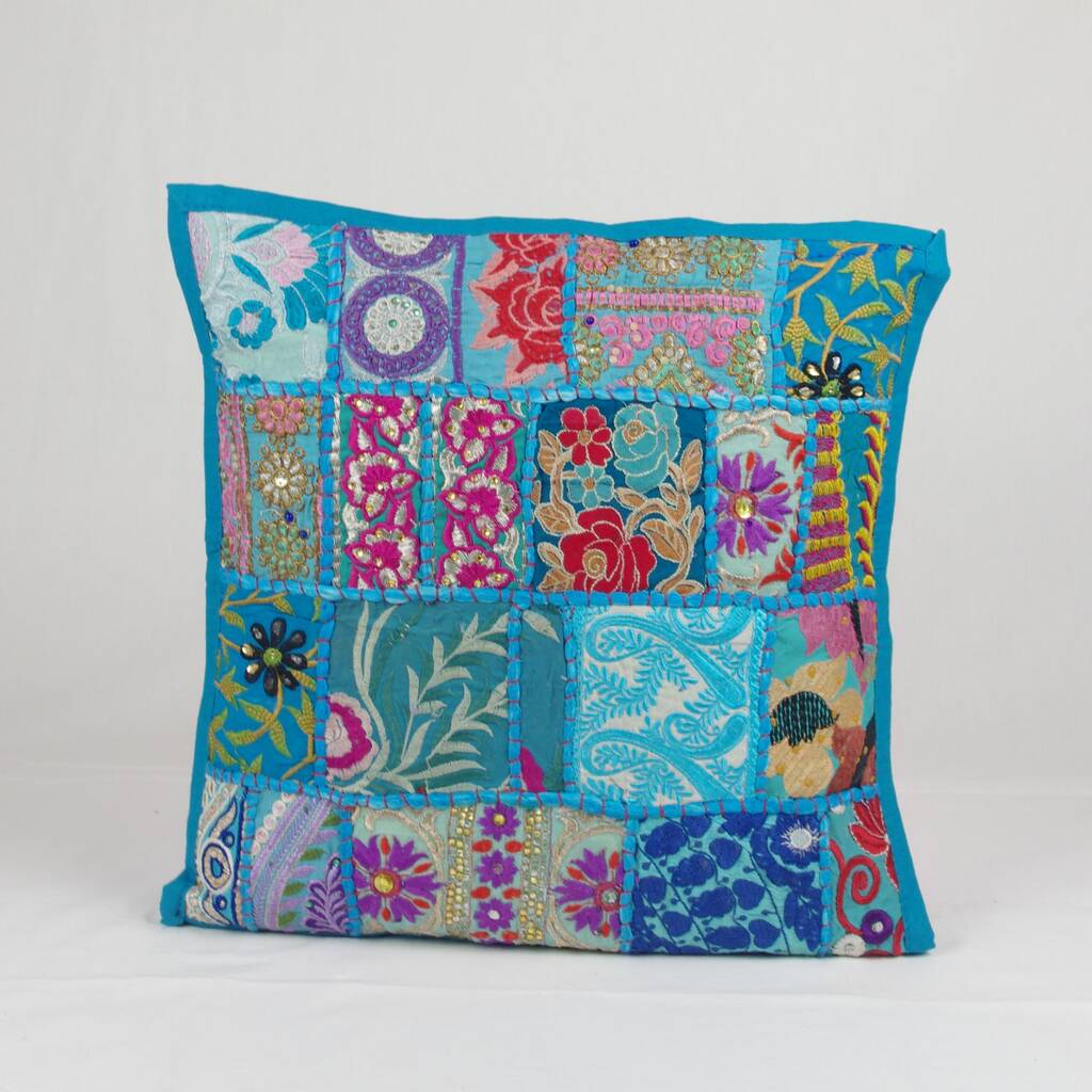 Embroidered Patchwork Cushion Cover Set Of Two By Reason Season Time ...