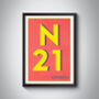 N21 Enfield London Postcode Typography Print, thumbnail 12 of 12