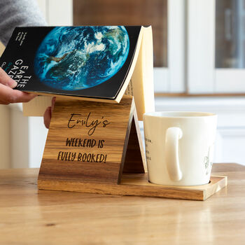 Personalised Book Stand And Coaster Weekend Is Fully Booked Gift, 5 of 6
