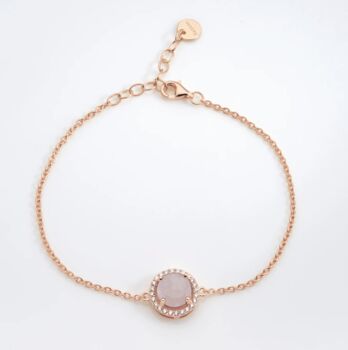 Round Rose Quartz 18k Rose Gold Plated Bracelet, 2 of 3