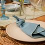 Soft Cotton Embroidered Linen Napkins Blue/Aqua • Set Of Six, thumbnail 2 of 4