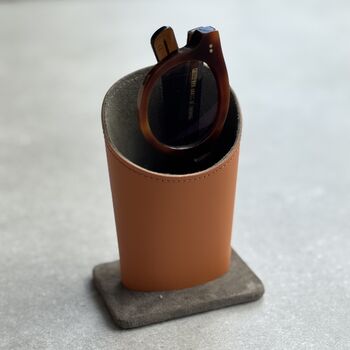 Personalised Recycled Leather Glasses Stand With Suede, 7 of 12