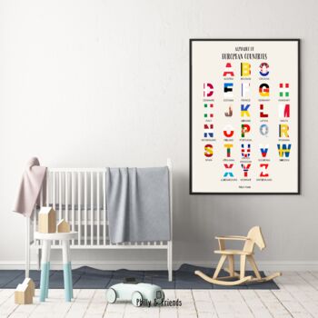 Alphabet Of European Countries + Flag Wall Art Poster, 2 of 3