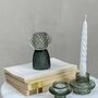 Ava Sage Green Pressed Glass Candlestick, thumbnail 1 of 2
